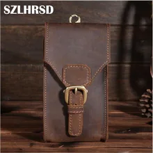 Men Genuine Leather Phone Cover Case Pocket Hip Belt Pack Waist Father Gift UMIDIGI One Max/VKworld VK7000/Leagoo S10/Vivo Z5
