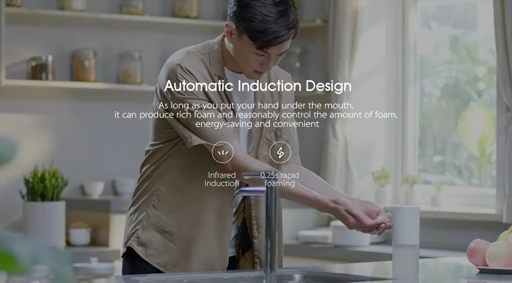 Xiaomi автоматический индукционный датчик вспенивания мыла Инфракрасный дозатор вспенивания мыльницы IPX4 дозаторы мыла для ванной/кухни