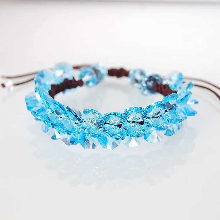 Aquamarine MS betti роскошный модный женский веревочный браслет с регулируемым кристаллом от Swarovski, рождественские подарки на год и День святого Валентина - Окраска металла: Aquamarine