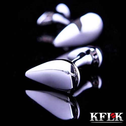 

KFLK Luxury shirt cufflinks for mens Brand cuff buttons Silver cuff link High Quality water drop shape abotoadura Jewelry