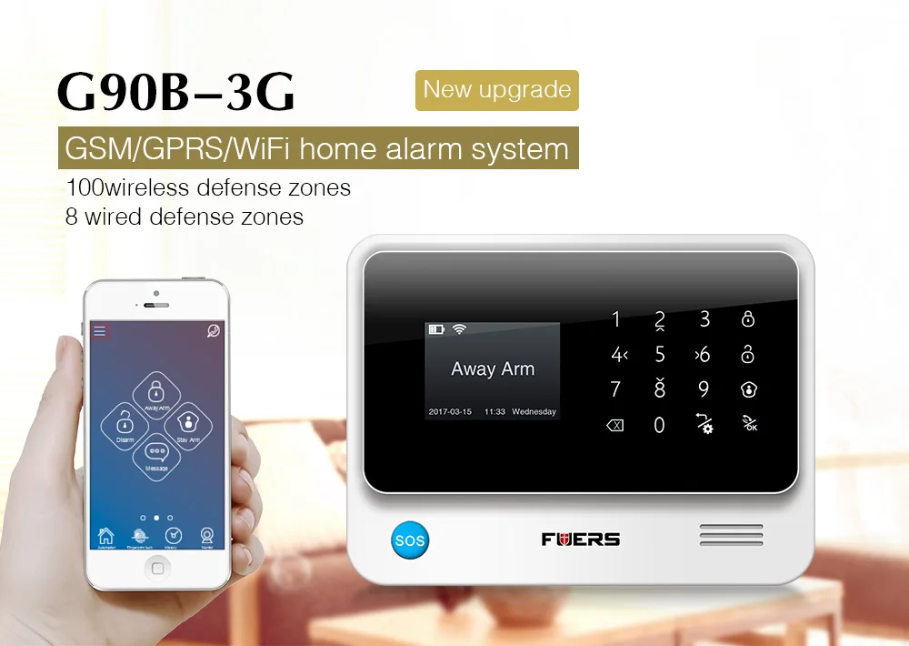 FUERS G90B 3g Wi-Fi беспроводная домашняя бизнес охранная сигнализация Система управления приложением сирена RFID детектор движения PIR датчик дыма