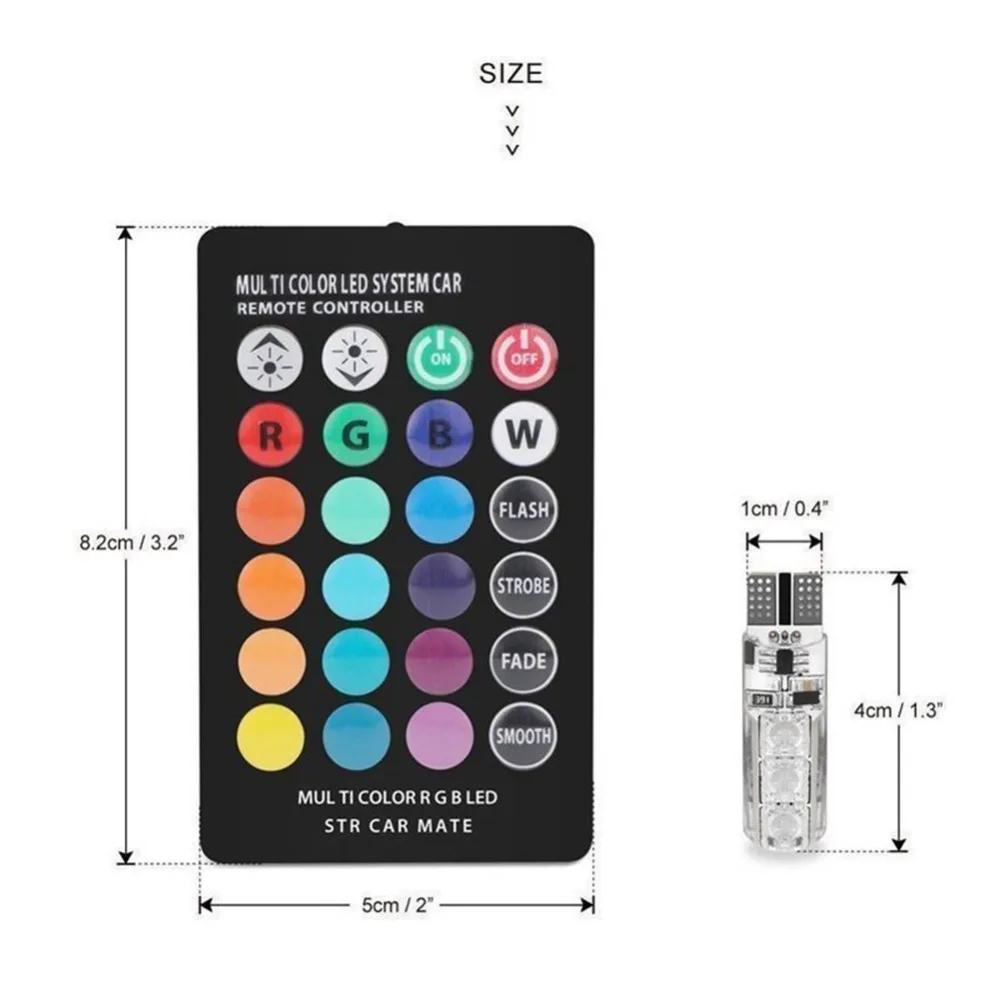 2 шт. автомобильные светодиодсветодиодный лампы T10 W5W 5050 6SMD RGB|controller control|control