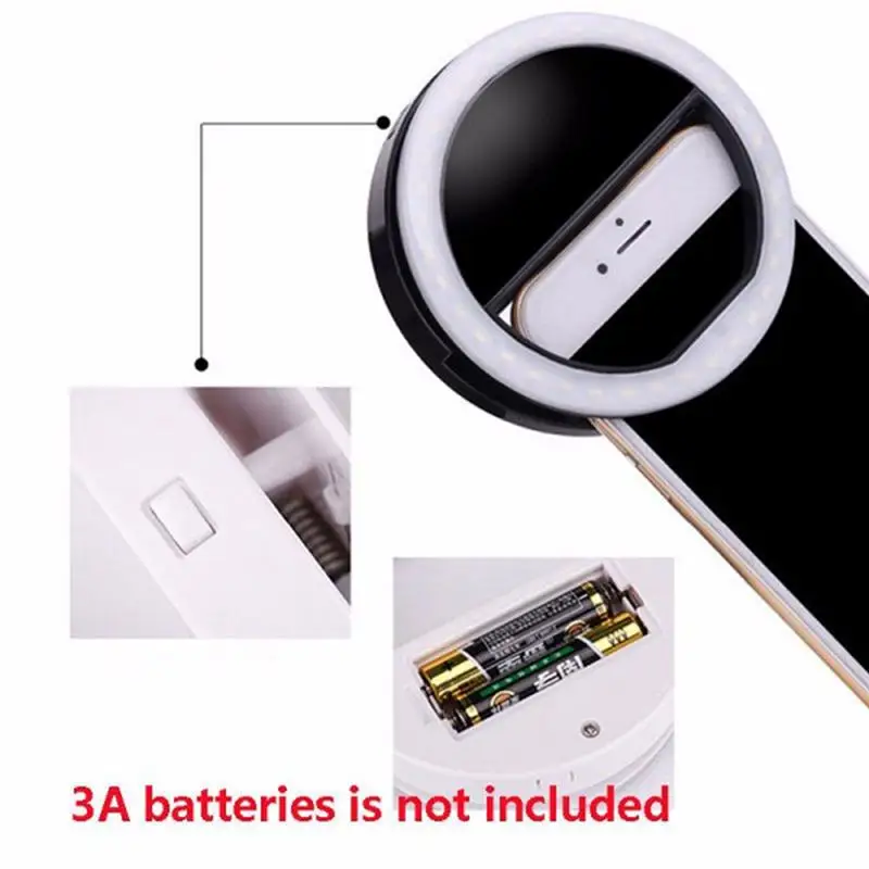Universal Selfie LED Ring Flash Fill Light Clip Camera Enhancing Photography For IPhone Android Phone Pink White Black | Лампы и