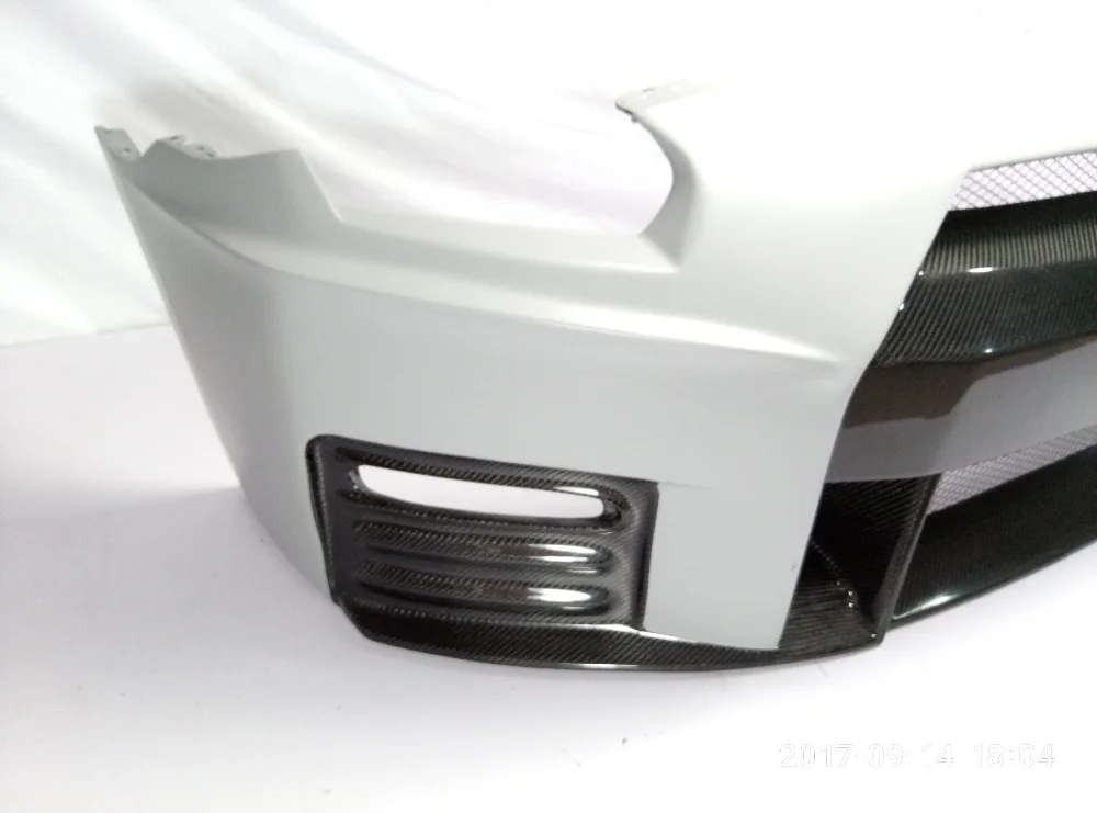 Автомобиль-Стайлинг для Nissan GTR R35 CBA DBA часть углеродного волокна Nismo Ver2 Стиль переднего бампера глянцевое волокно с отделкой из стекловолокна
