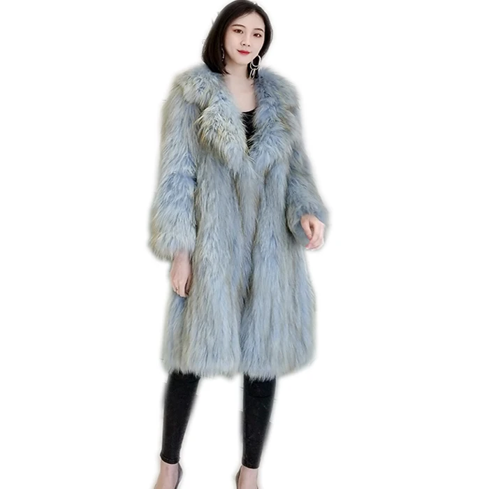 Enlarge Real muticolor Fox Fur Coat Women Long Natural Fur Coat Female Knitted  Genuine Fur Overcoat For Ladies Luxury Suit collar coat