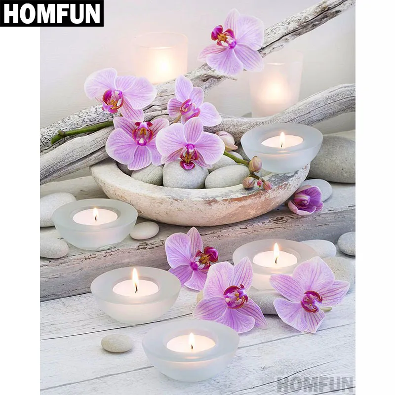 

HOMFUN Full Square/Round Drill 5D DIY Diamond Painting "Orchid Stone" 3D Embroidery Cross Stitch 5D Home Decor A00722