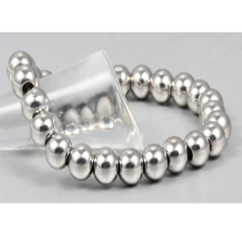 Простой стиль титановые Стальные Бусины браслет для мужчин новинка 2017 из