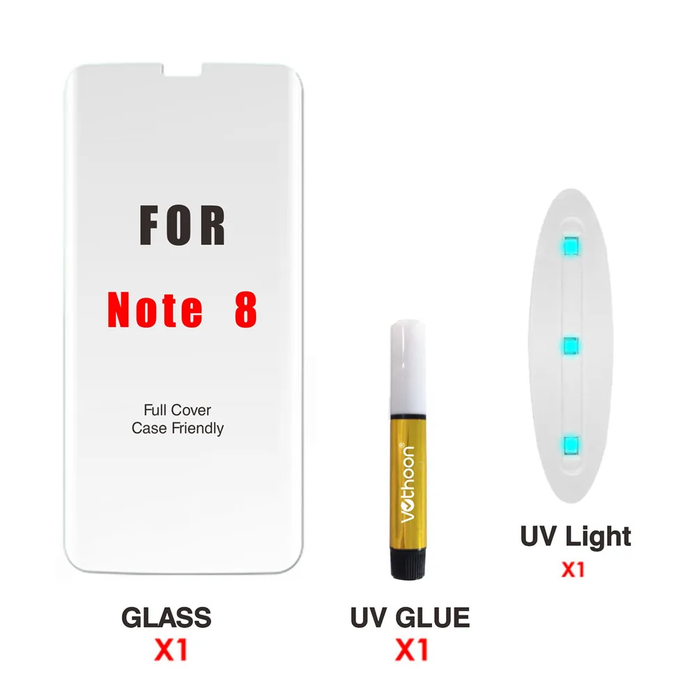 Note 8 Full Cover Ультрафиолет votoon для samsung Galaxy S8 S9 Plus, 3D покрытие, полный клей, закаленное защитное стекло для экрана для samsung Note 8 9 - Цвет: Note 8 Full Cover