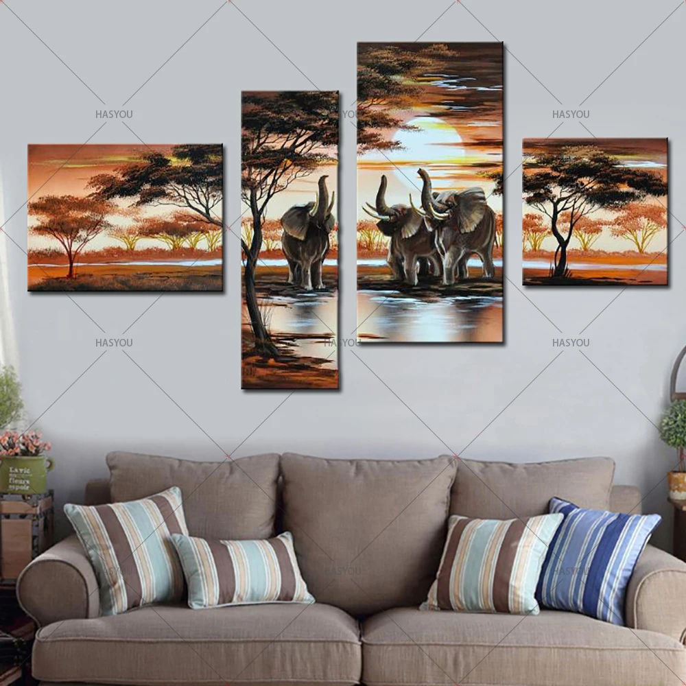 5Piece Flowers Canvas Painting Wall Art Picture Modern Oil on Home Decor Paintings for Living Room No Frame | Дом и сад