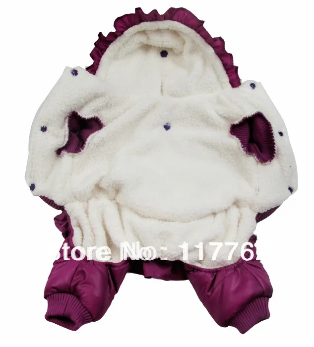 Новое поступление фиолетовая зимняя куртка для собаки с принтом снеговиков