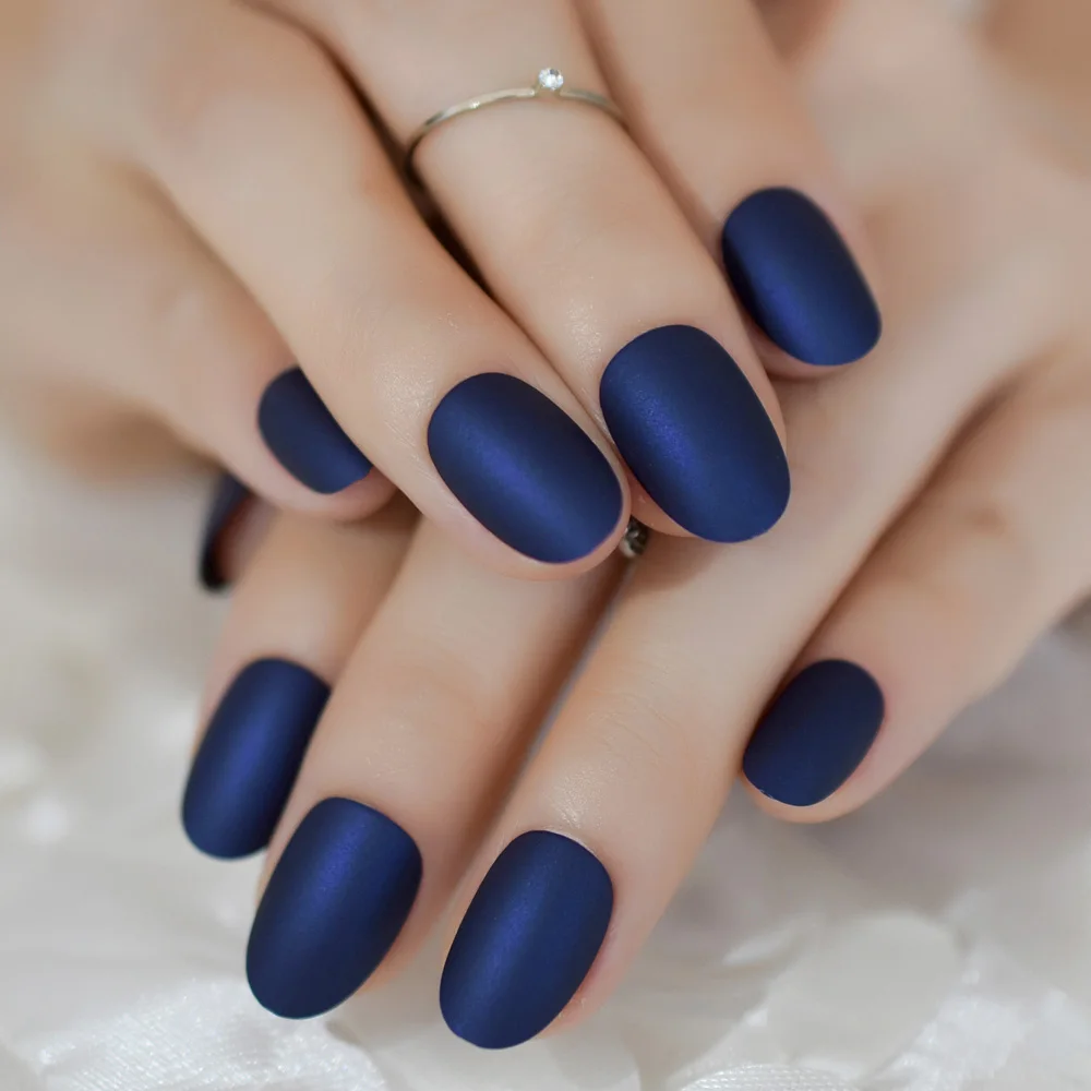 Модные искусственные ногти Ombre Faux Ongles голубой телесный градиент Короткие повседневные украшения ногти с клеем вкладки 24 комплекта - Цвет: L5040