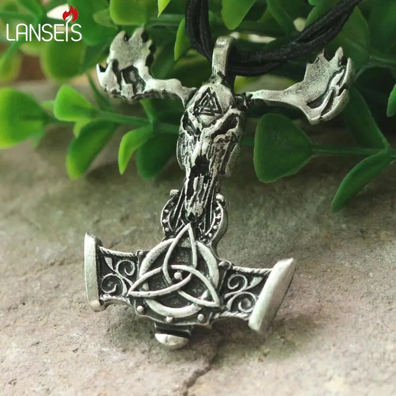 Подвеска lanseis mjolnir с черепом Викинга 1 шт. подвеска в виде головы козы черепа для