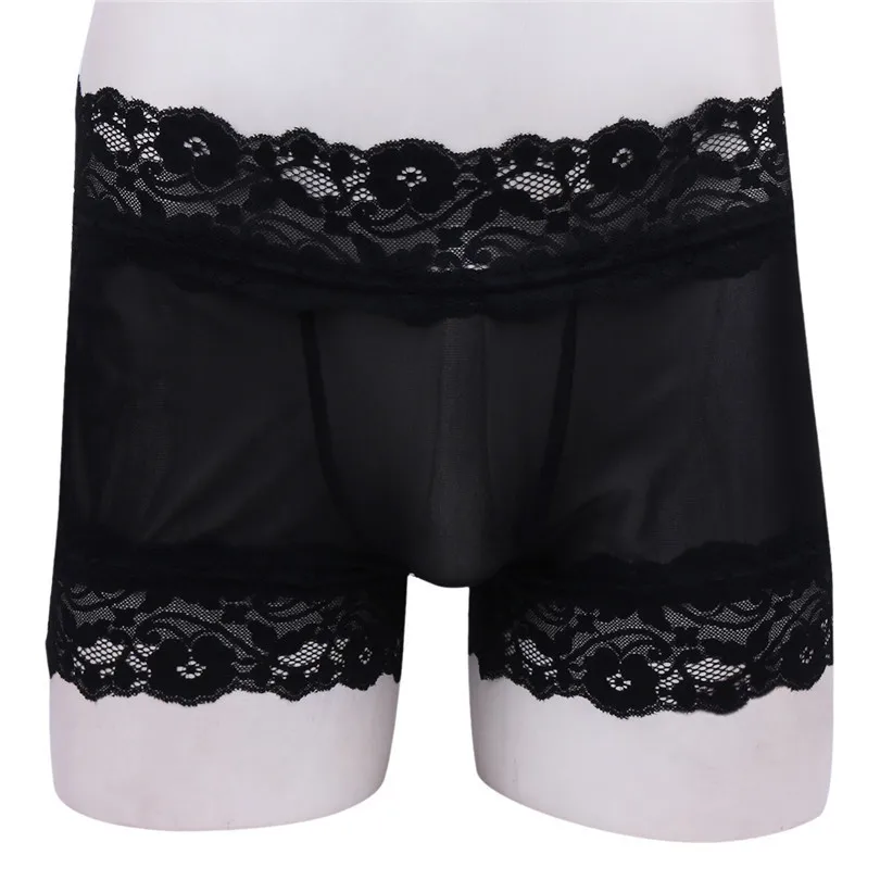 Новое поступление сексуальное мужское нижнее белье сетчатые кружевные боксеры с
