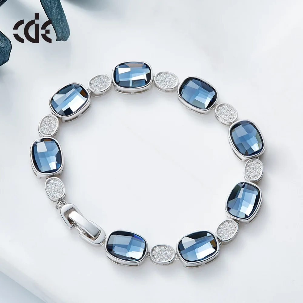 CDE украшенные кристаллами из браслеты Swarovski Ювелирные изделия женские ювелирные изделия из стерлингового серебра 925 пробы модные элегантные изысканные украшения