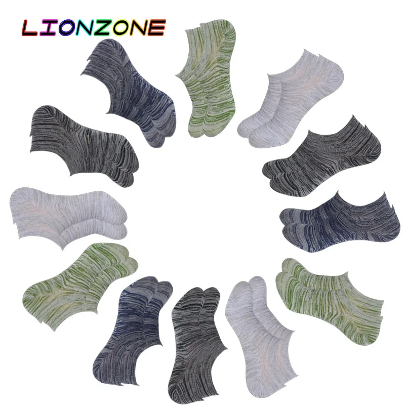Lionzone/12 пара/лот летние тонкие носки до щиколотки мужские Нескользящие в радужную