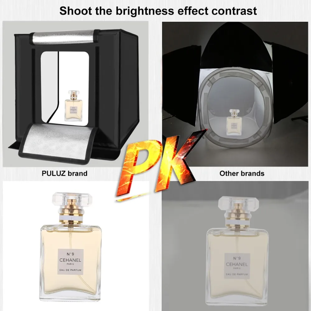 PULUZ 40*40 см 16inc. мини-фотостудия, коробка-светильник, софтбокс для фотосъемки, светодиодное освещение для фото, студийная съемка, палатка, коробка, комплект, светильник, коробка