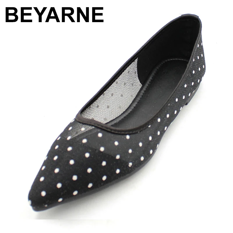 

BEYARNELady Ballet Flats Sweet Pointy Toe Women's Flats Polka Dot Mesh Ballerina Flat Shoes Summer New Women's Shoes Zapatillas