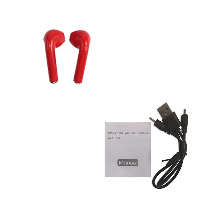 Red Without Box Беспроводные Bluetooth наушники i7S TWS портативные мини-музыкальные наушники стерео Bluetooth гарнитура с зарядным устройством наушники микрофон - Цвет: Red Without Box