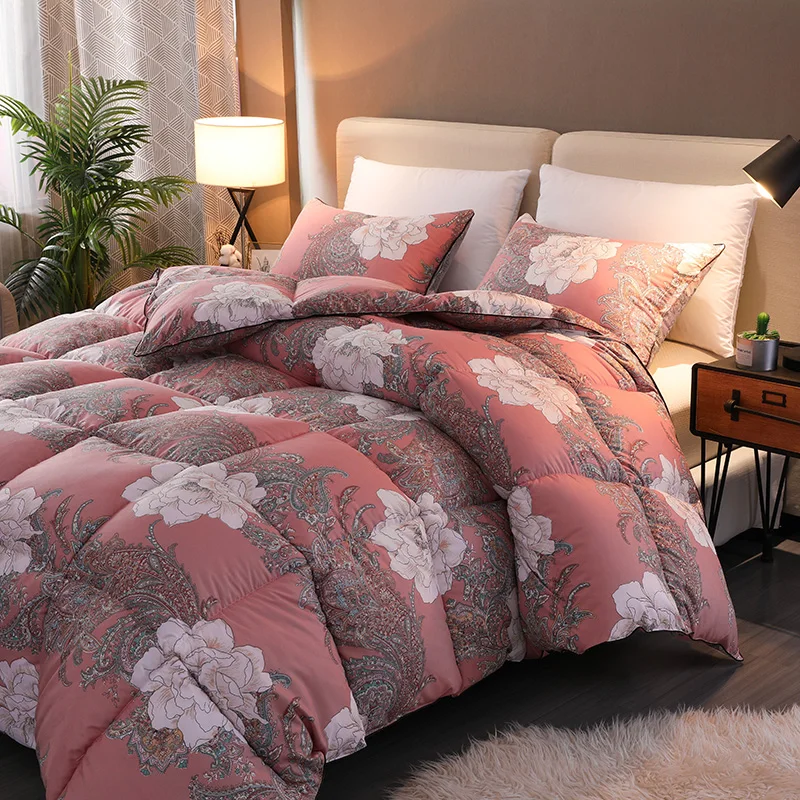 Роскошное зимнее одеяло с принтом из 100% перьев толстый пододеяльник в форме