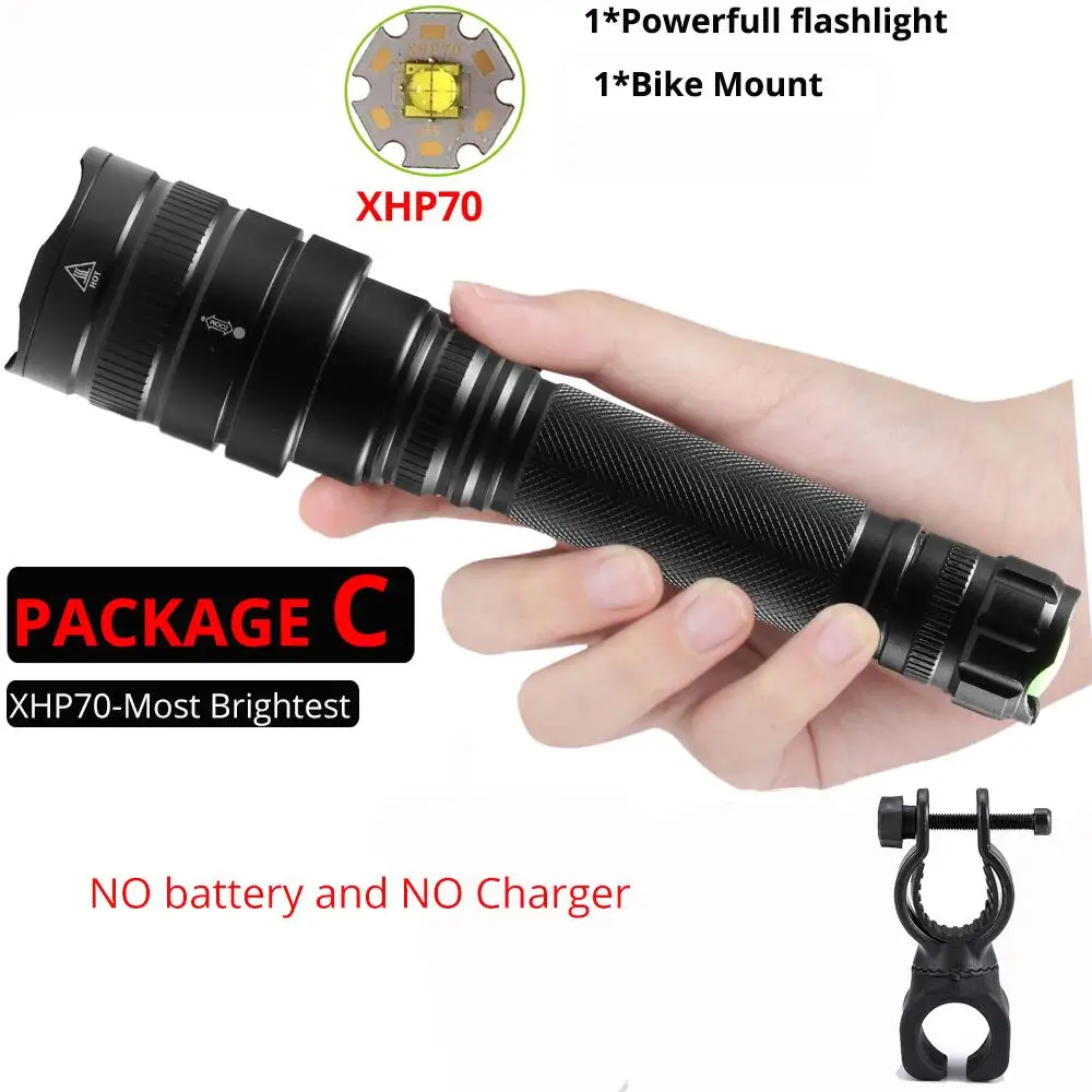 Package C-XHP70 50000Lms светодиодный велосипедный светильник xhp70.2 ультра яркий водонепроницаемый светодиодный фонарь linterna xhp70 xhp50 18650 лучший кемпинг, велосипедный светильник, уличный - Цвет: Package C-XHP70