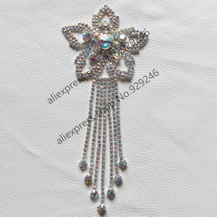 2 шт./лот аппликация со стразами и звездочками с бахромой серебристого