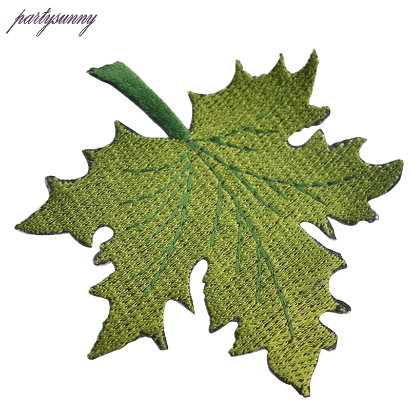 PF 10 шт./лот Кленовый лист Полоса Вышитые Патчи Термо-наклейки для Одежды Утюг На