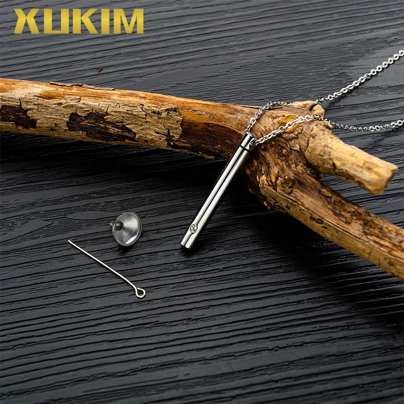 WPO407-6 Xukim ювелирное ожерелье с духами, ароматное ожерелье, талисманы, цилиндр, ПЭТ, кость, пепел, коробка, Кулон, Ожерелье