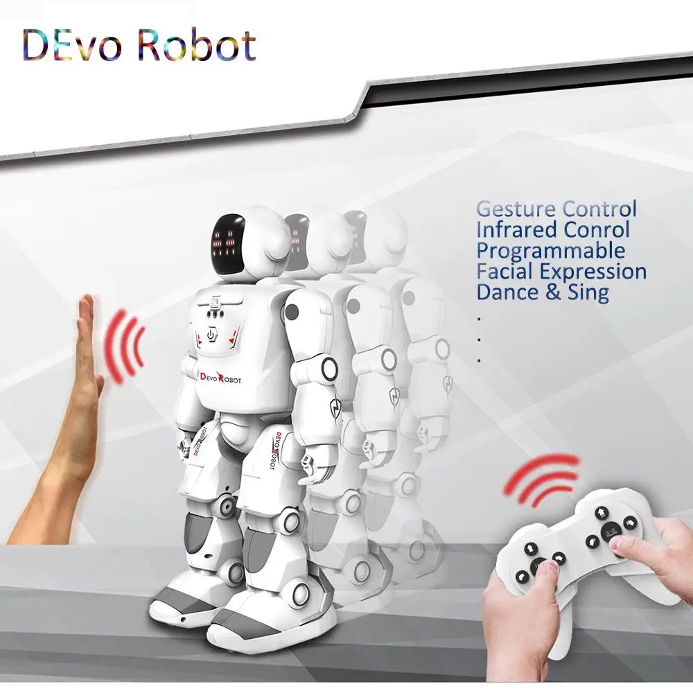 DEVO робот умный RC робот программируемый Инфракрасный контроль жестов танцевальный светодиодный робот для детского подарка игрушки для взрослых