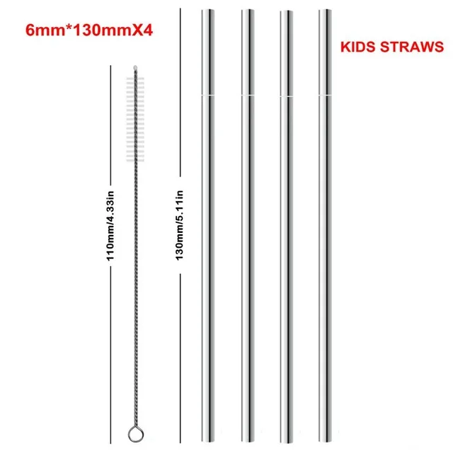 KIDS-STRAWS-1Brush 10 шт. Многоразовые соломинкой 304 Нержавеющая сталь металлическая соломинка с 2 Чистящая Щетка для кружек 20/30 унций - Цвет: KIDS-STRAWS-1Brush