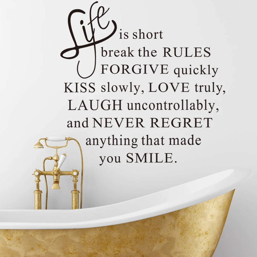DIY Life Is Short Words съемная Наклейка на стену с цитатами модное украшение для дома
