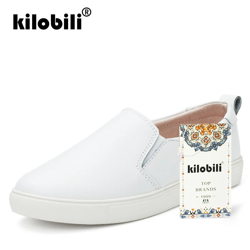 Kilobili/2018 г. Осенние женские слипоны на плоской подошве лоферы из натуральной кожи