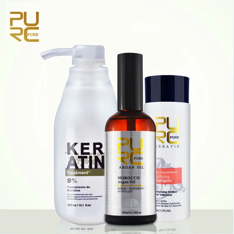 Набор для ухода за волосами PURC лечение кератина и выпрямления волос + очищающий