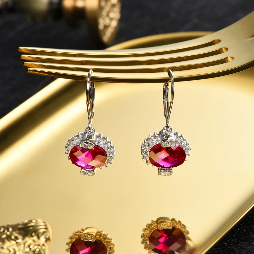 Женские серьги капельки L & zuan из серебра 925 пробы с красным камнем 5 82ct|drop earrings|earrings