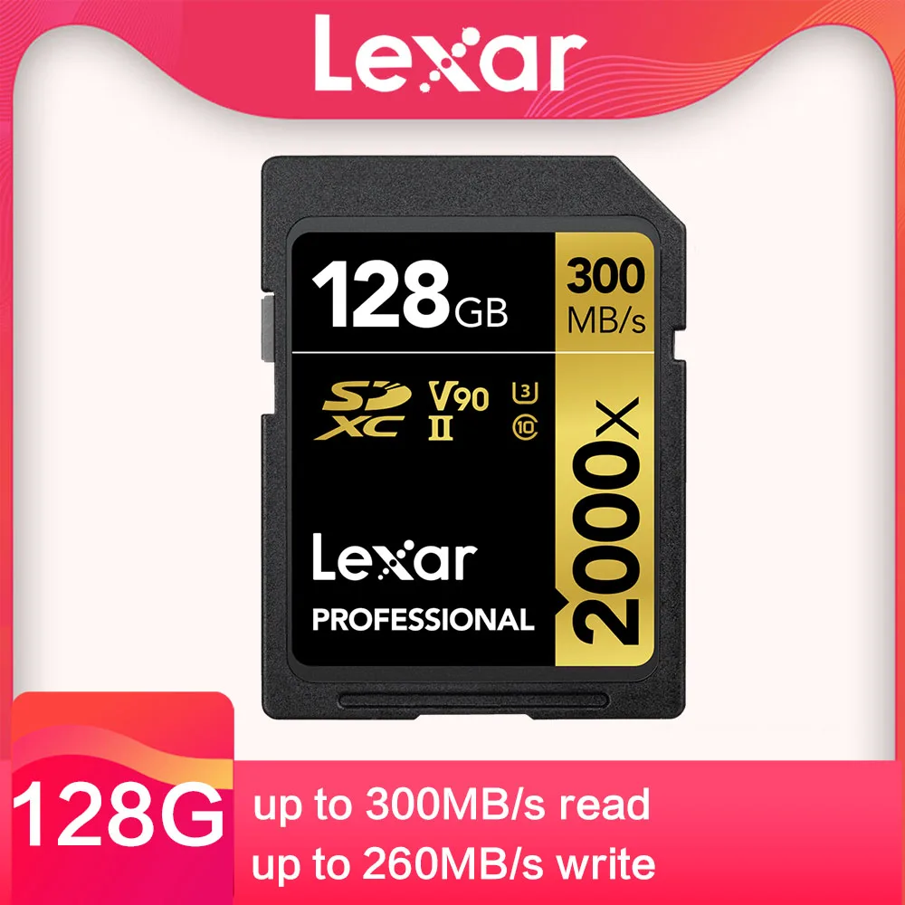 Оригинальная флеш карта Lexar 2000X памяти SD на 32 ГБ 64 128 300 МБ/с./с высокая скорость для