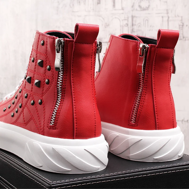 2018 Мужская Новая Кожаная обувь на высоком каблуке молодежные ботинки для отдыха