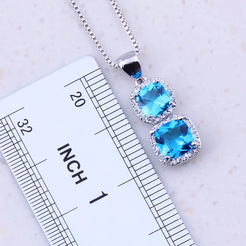 Комплект ювелирных изделий для женщин из серебра 925 пробы с небесно-синим