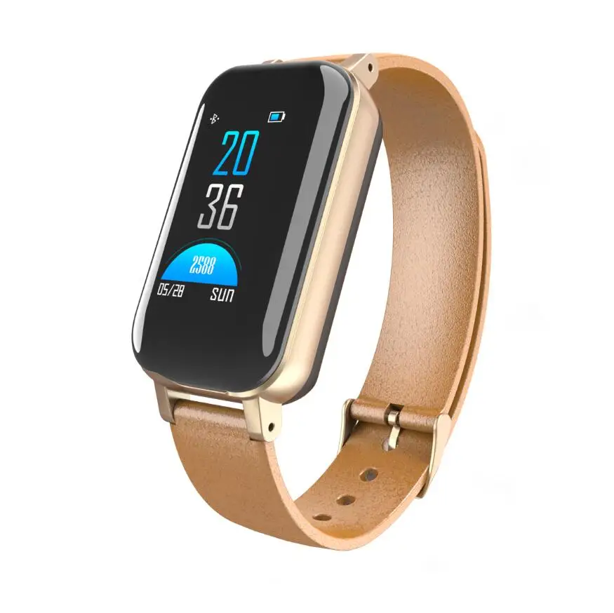 TWS 5,0, Bluetooth наушники, умный Браслет, пульсометр, спортивные Смарт-часы, жизнь, водонепроницаемый фитнес-трекер, браслет - Цвет: Золотой