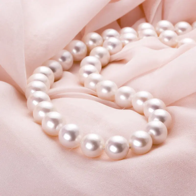 

Women Gift word 925 Sterling real Super light white 11-12mm round Freshwater Pearl Necklace Gift genuine treasure send he