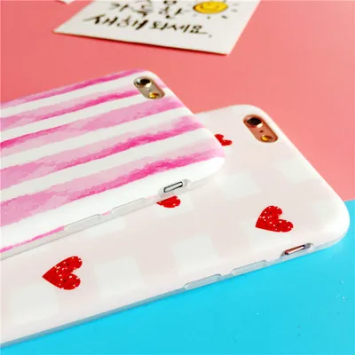 original design of the South Korean pink girl IMD scrub full protection soft shell for iphone 6s 6 plus 7 7plus case cover |