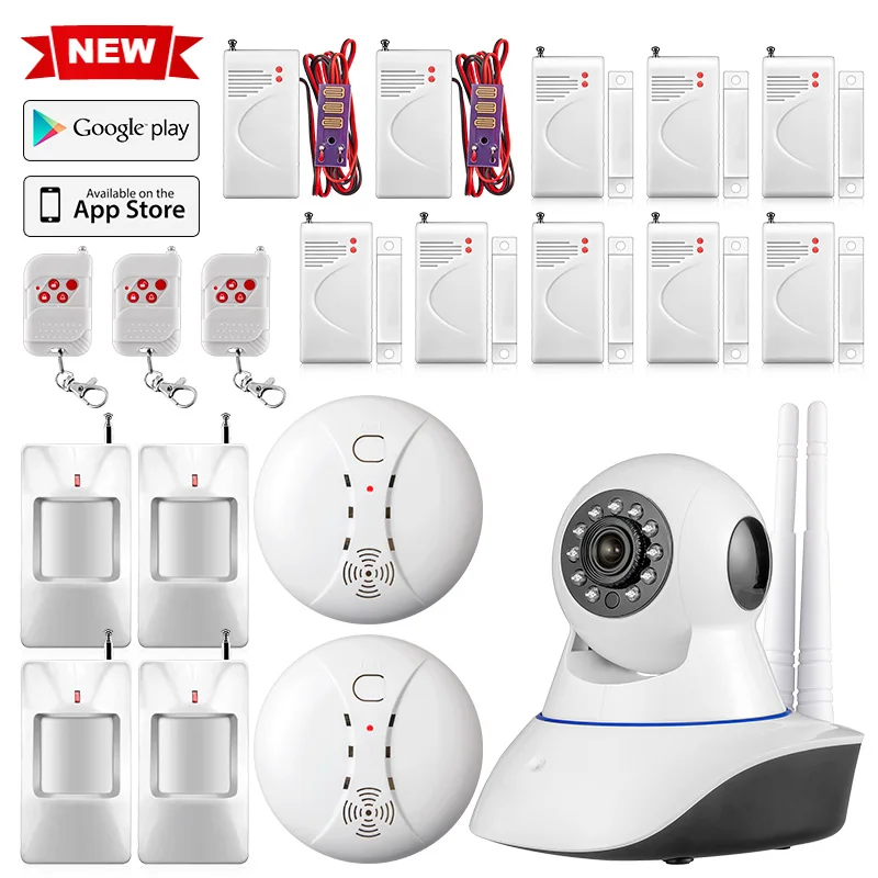 Kit6 Двойная антенна WiFi ip-камера детектор дыма домашняя система охранной сигнализации приложение дистанционное управление CCTV камера детский монитор - Цвет: Kit6