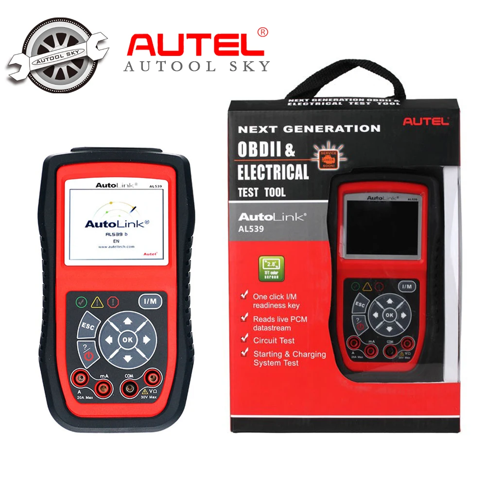 Оригинал Autel Автоссылка AL539B OBDII Code Reader &amp Электрические Инструмент Тестирования с