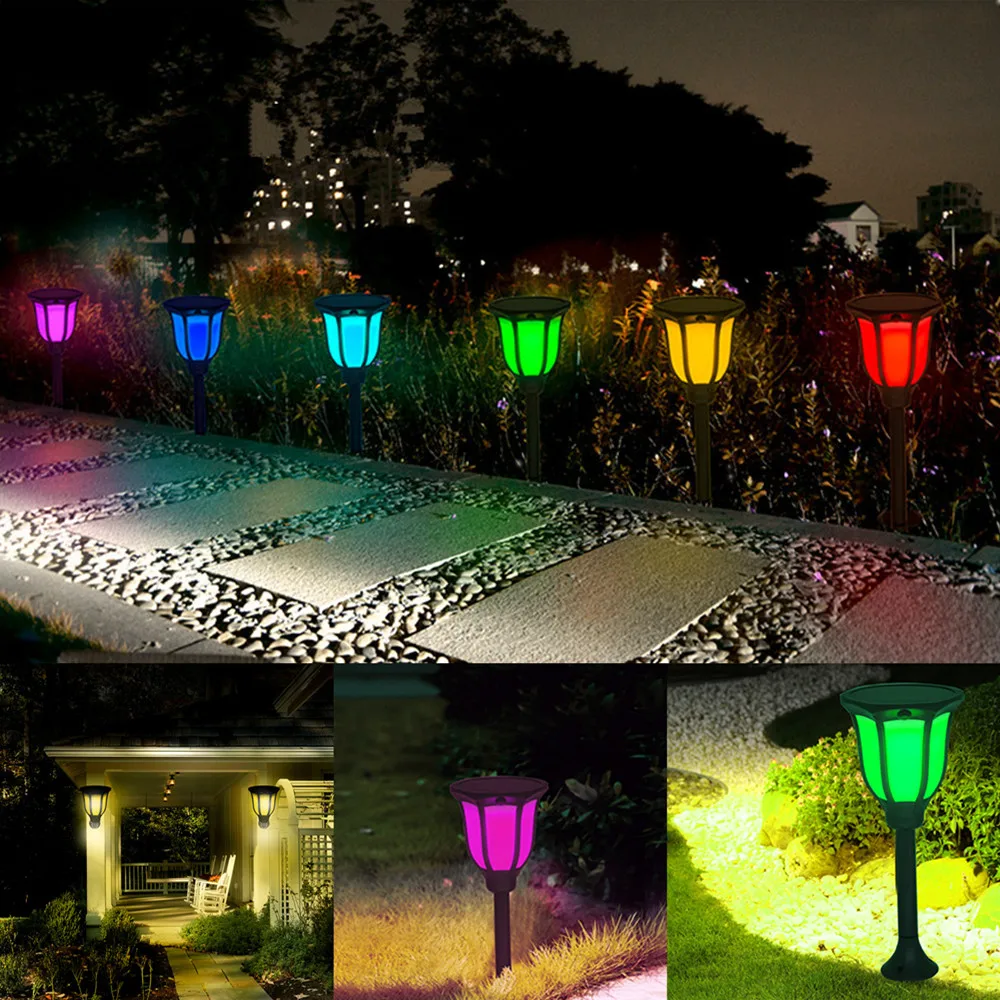 Светодиодный RGB садовый светильник на солнечной батарее цветной уличный