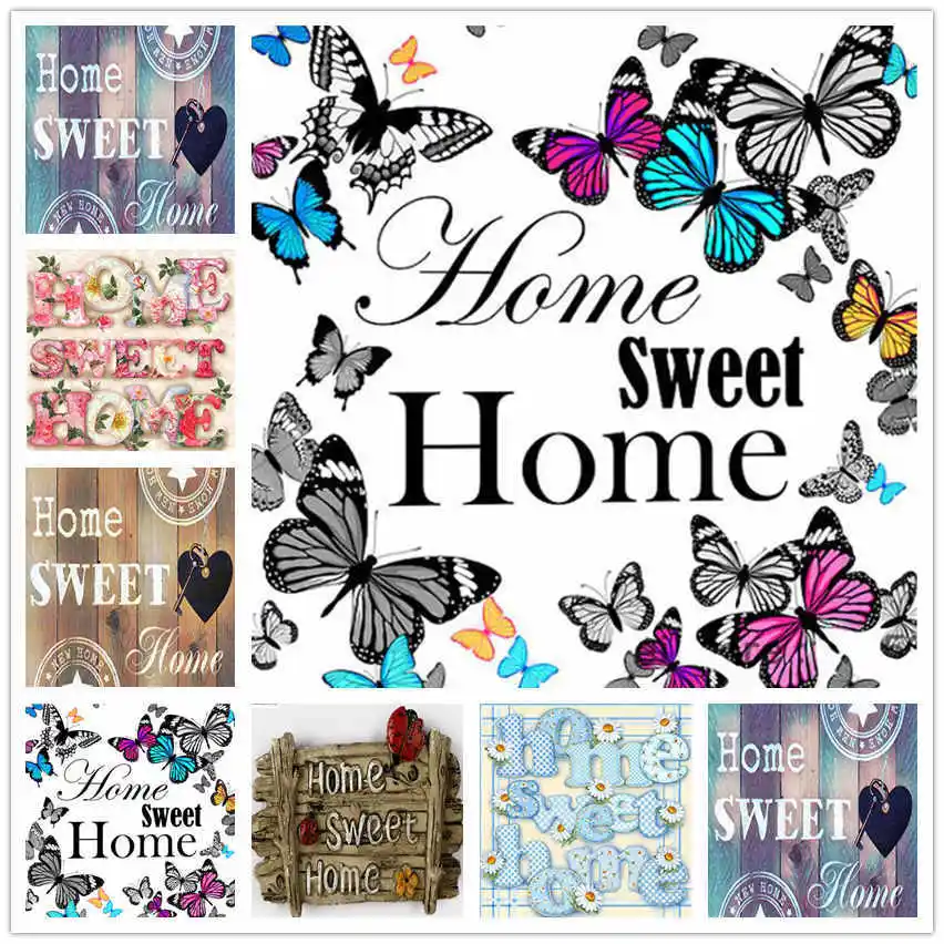 

Popular Diy 5D Diamond Embroidery Animal Butterfly Diamond Mosaic Home Sweet Text Diamond Painting Monkey Kits Daimond-painting