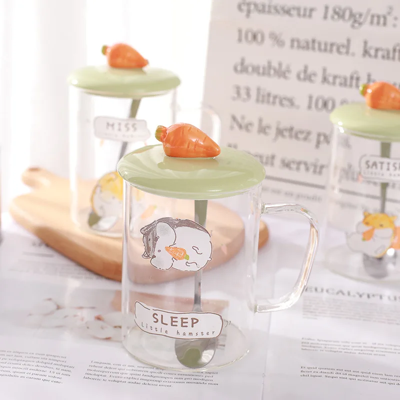 400 мл Милая стеклянная чашка для моркови мультяшный кролик молоко завтрака