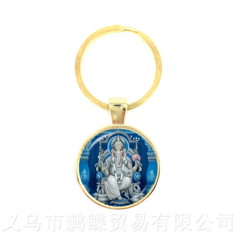 Новинка 2018 классические 25 мм брелоки Ganesha Будда слон стеклянные с куполом мужские
