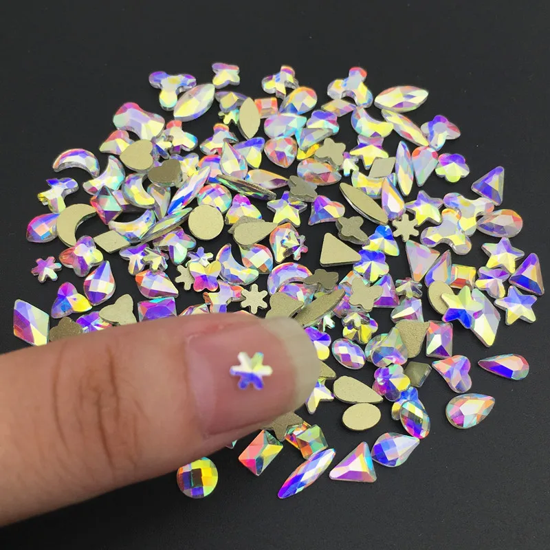 20 pcs More Shapes Sizes 3D Designs Crystal AB Glass Nail Decorations Rhinestones For DIY Manicure Art Stones | Дом и сад