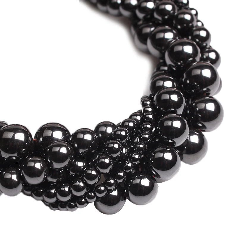 Natural Stone Black Hematite Round Loose Beads For Jewelry Charms Bracelet Necklace Making 2 3 4 6 10 8 12 14 16 18 20mm | Украшения и