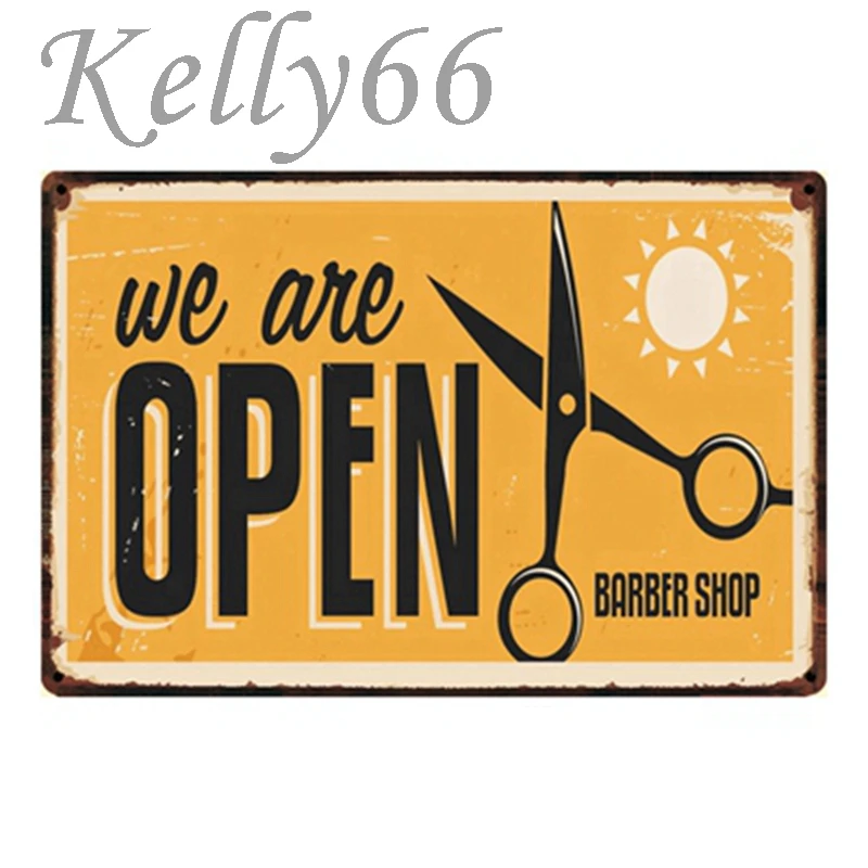 

[ Kelly66 ] Barber Shop OPEN Tin Sign Poster Home Decor Store Wall Plaque Metal Painting Drop shipping 20*30 CM Size y-1232
