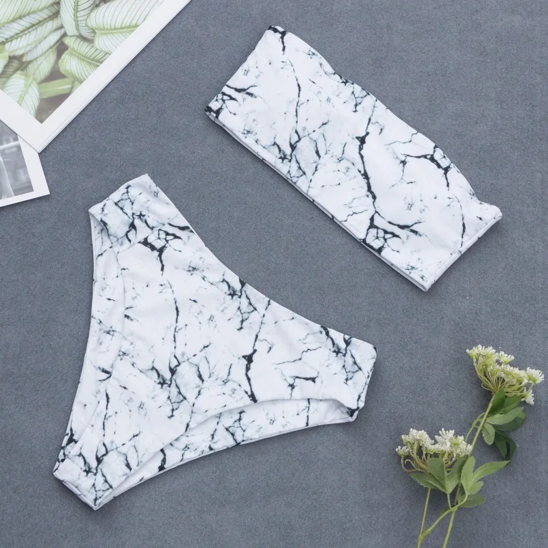 2019 сексуальный бандо женский бикини ретро-набор с принтом Горячая летняя пляжная