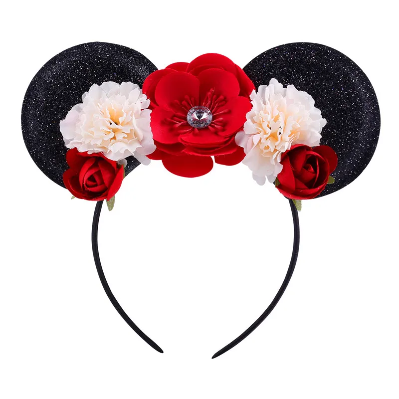 D0534 B6 Bebe Минни Маус головной убор Пасхальный цветочный ободок для волос, для девочек, детские жемчужные мышки, кошачьи ушки, заколки для волос, аксессуары для волос на день рождения D0534 - Цвет: D0534 B6